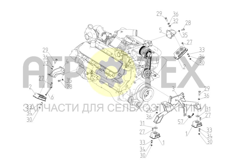 Опоры двигателя (РСМ-120.05.05.000Ф) (№57 на схеме)
